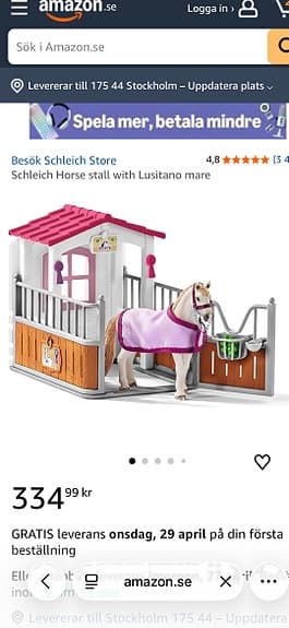 Liten box med häst och tillbehör