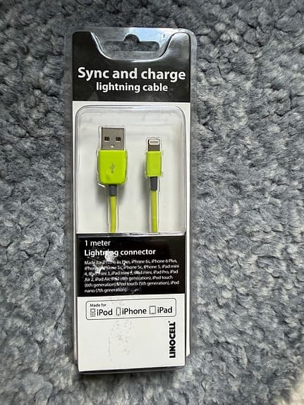 Apple lightningkabel 1 meter grön USB till iPhone/iPad