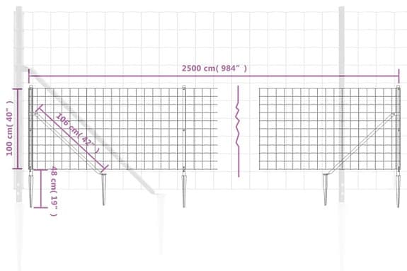 Trädgårdsstängsel nät 250 cm metall
