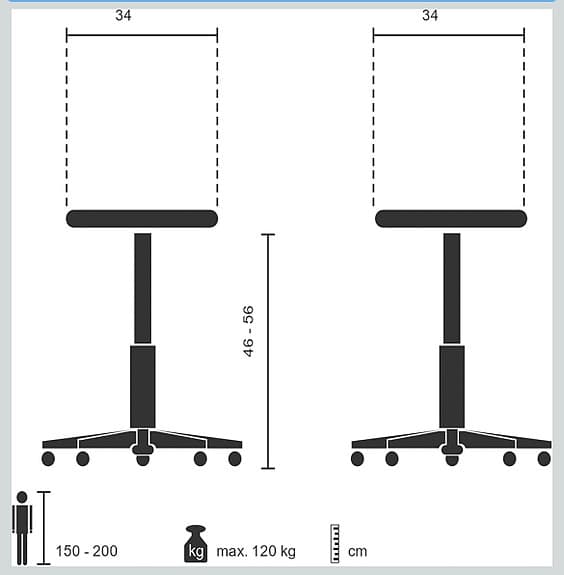 Rullpall svart med hjul och gaslift