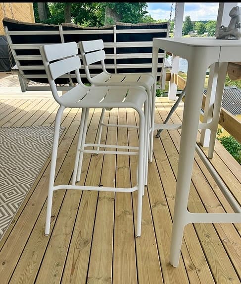 4 Luxembourg barstol, med ryggstöd, cotton white från Fermob av Frederic Sofia.