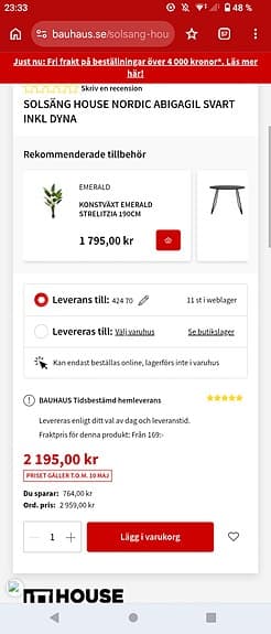 House Nordic Abigagil solsäng svart med dyna