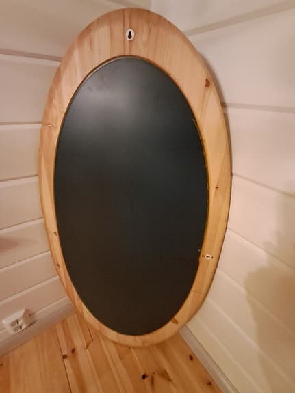 Vintage, Retro, Oval spegel med träram i Furu
