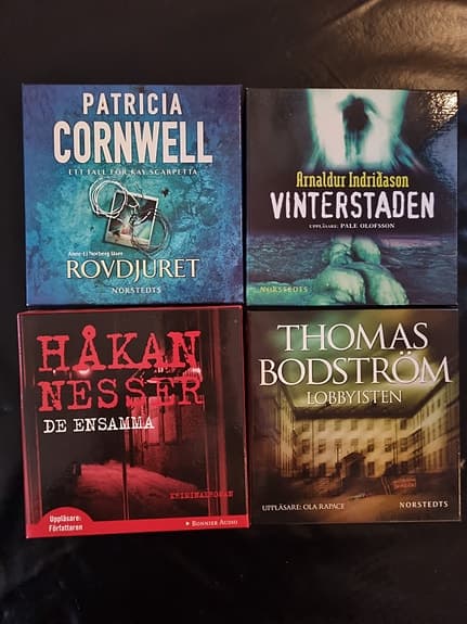 Krim ljudböcker – Cornwell, Nesser, Indridason m.fl. (4 st)