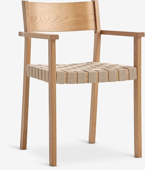 Matstol / stol med ram i massiv ek & vävd sittdel