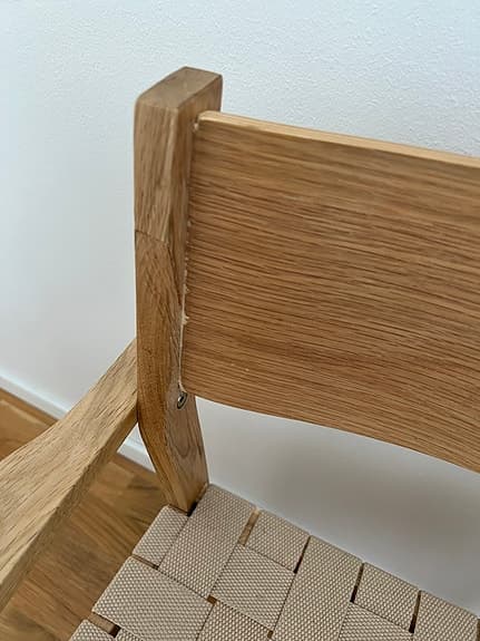 Matstol / stol med ram i massiv ek & vävd sittdel