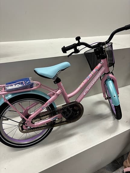 Crescent barncykel 16" rosa med korg
