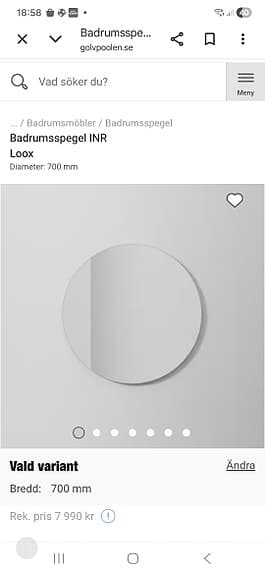INR Loox 70 rund badrumsspegel 700 mm LED-belysning