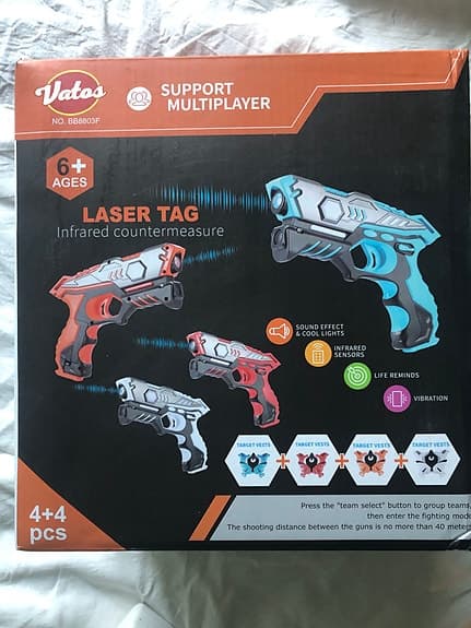 Vatos Laser Tag Set med 4 Västar och 4 Vapen