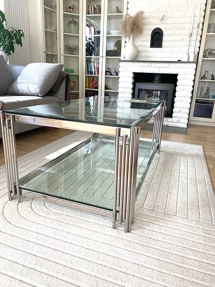 Vintage soffbord i glas & krom – italiensk design