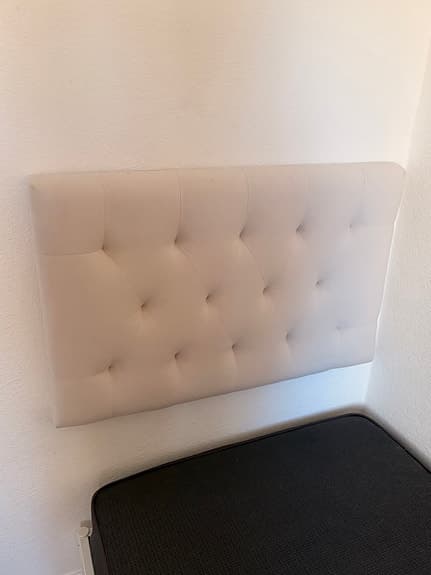 IKEA sängstomme sänggavel i plysch och madrass 90x200 grå