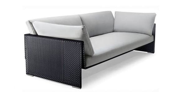 Dedon Slim Line soffa med bord i konstrotting svart
