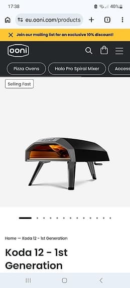 Ooni Koda gasdriven pizzaugn svart