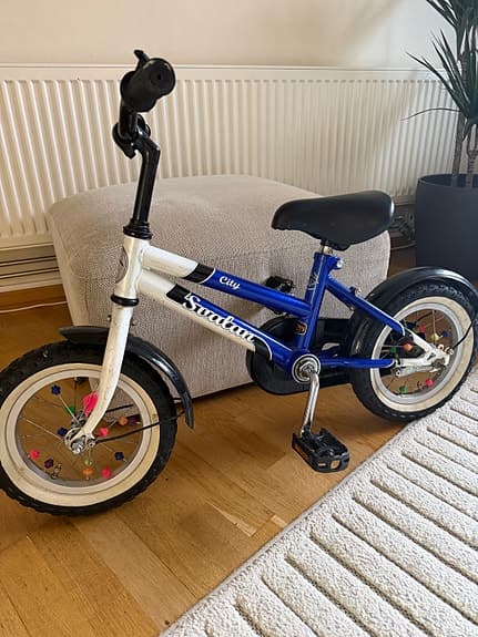 barncykel 12" blå/vit
