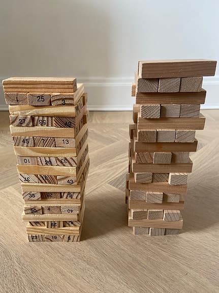 2 set Träspel klossar / Jenga  stapelspel / Byggklossar