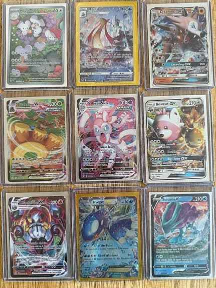 Pokémonkort – Stor samling ca 500 kort + pärm (EX, GX, V, VMAX, vintage)