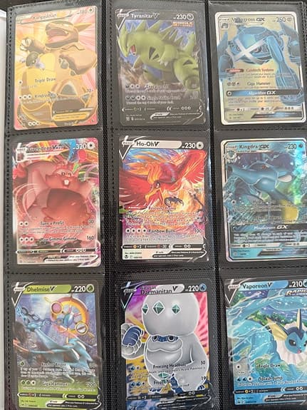 Pokémonkort – Stor samling ca 500 kort + pärm (EX, GX, V, VMAX, vintage)