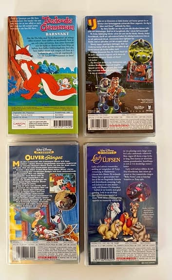 DISNEY-KLASSIKER & Teskedsgumman på VHS – 4 st filmer