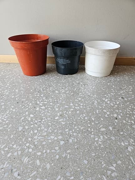 Krukor plast 3 stycken Big Size terrakotta svart vit