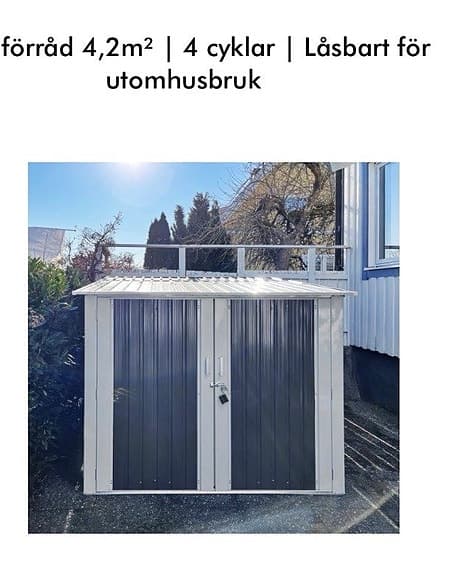 Cykelförråd / cykelskjul i plåt för utomhusbruk eller Förråd till Trädgården