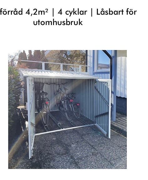 Cykelförråd / cykelskjul i plåt för utomhusbruk eller Förråd till Trädgården