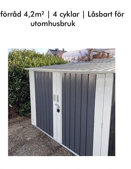 Cykelförråd / cykelskjul i plåt för utomhusbruk eller Förråd till Trädgården