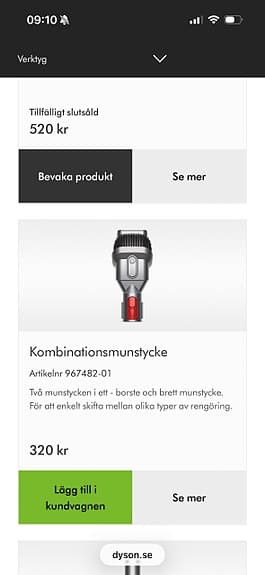 Dyson tillbehörspaket munstycken och adapter till dammsugare
