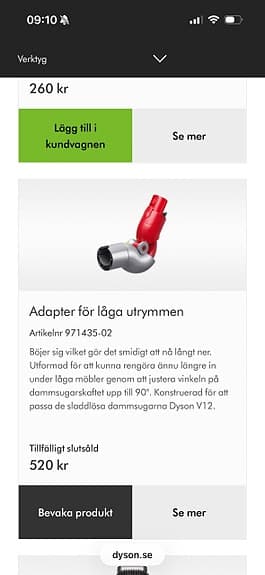 Dyson tillbehörspaket munstycken och adapter till dammsugare
