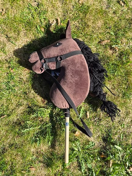 Två käpphästar med tillbehör