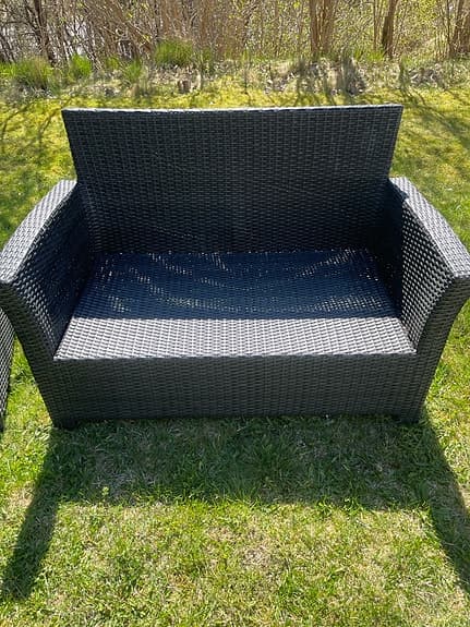 Utemöbler Soffgrupp/loungemöbler i svart/mörkgrå rotting