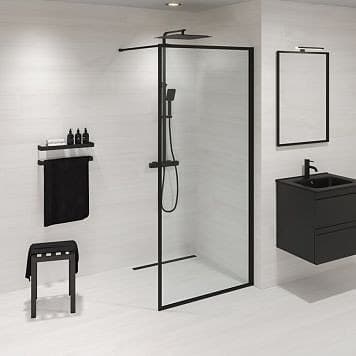 Ny duschvägg 90 cm svart (Camargue) – oanvänd