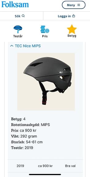 Cykelhjälm Tec Nice Mips Svart S/M