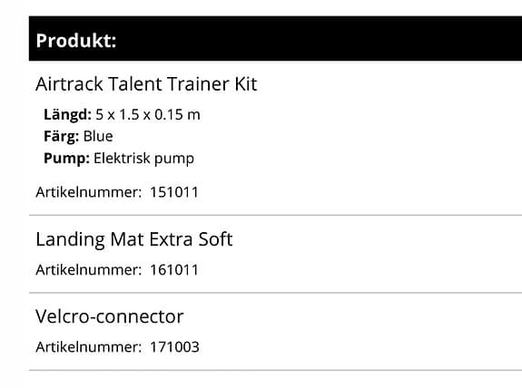 AirTrack Talent Trainer Kit 5 x 1,5 x 0,15 m blå med elektrisk pump