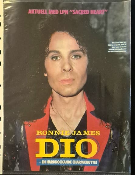 Ronnie James DIO - Stort 2-sidigt reportage ur tidningen OKEJ