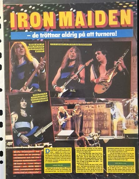 IRON MAIDEN - Stort 2-sidigt reportage OKEJ 1985 (World Slavery Tour)
