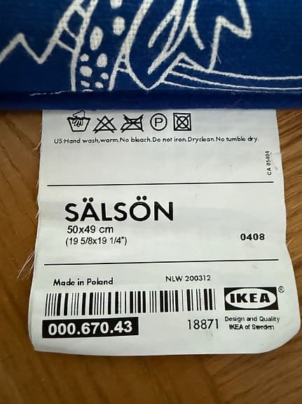IKEA SÄLSÖN stolsdynor/soffdynor/kuddar 50x49 cm och 44x44 cm blåvit blommig