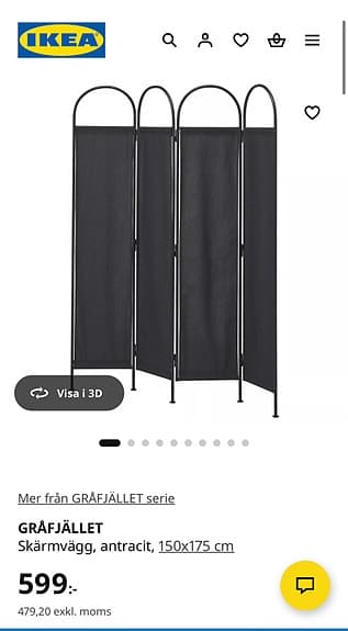 IKEA rumsavdelare skärmvägg insynsskydd Gråfjället