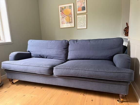Fin blå Howardsoffa 3 sits