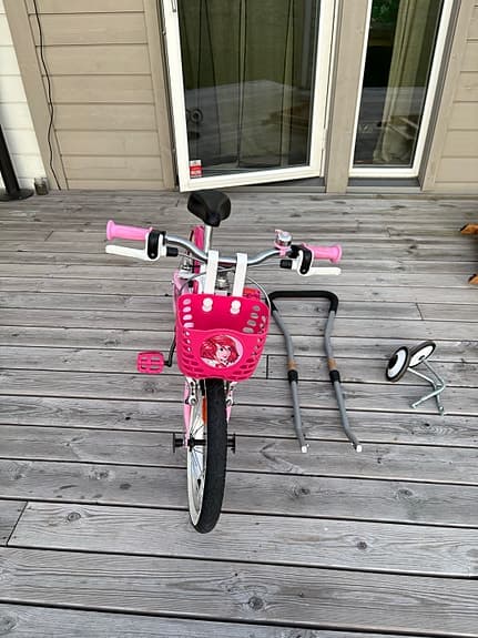 Barncykel 16 tum- front basket, side wheels and handle bar for training