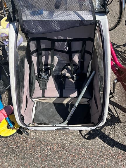 Cykelvagn för barn rosa/grå