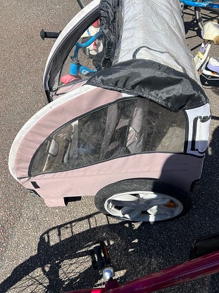 Cykelvagn för barn rosa/grå