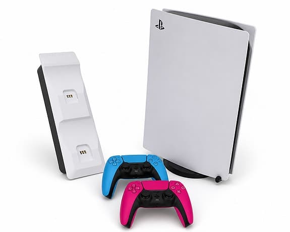 PS5 i nyskick + 2 extra kontroller + laddstation