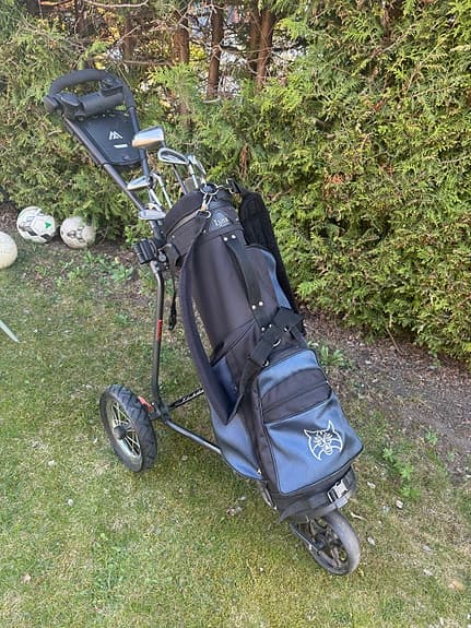 Golfbag+golfvagn+golfklubbor