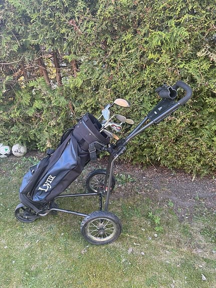 Golfbag+golfvagn+golfklubbor
