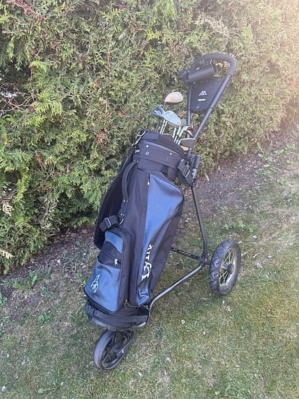 Golfbag+golfvagn+golfklubbor