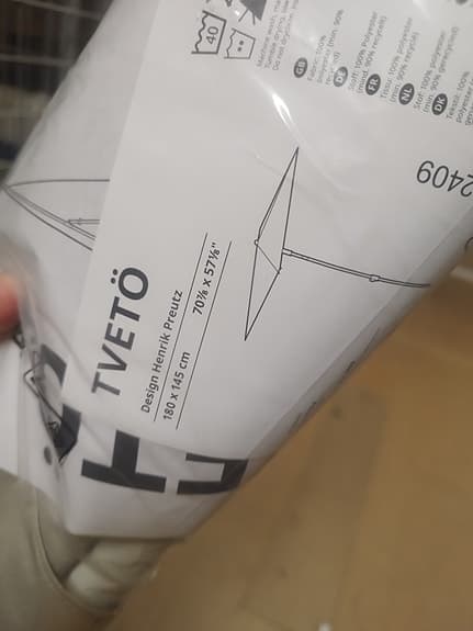 IKEA TVETÖ parasoll 70 x 145 cm