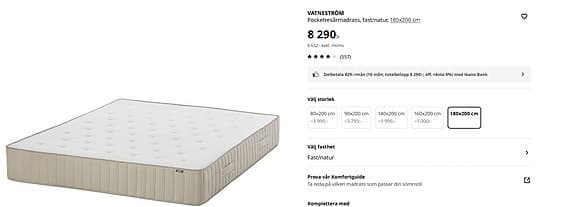 IKEA VATNESTRÖM Pocketresårmadrass 180x200