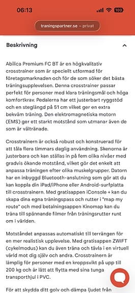 Crosstrainer svart med display