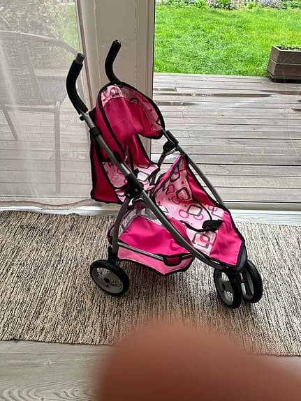Aarikka dockvagn, docksäng och babyskydd leksak