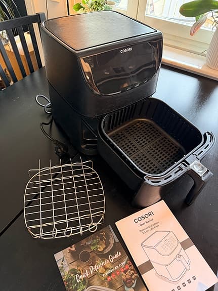 Cosori airfryer svart, Premium Chef Edition, 5,5 liter med tillbehör